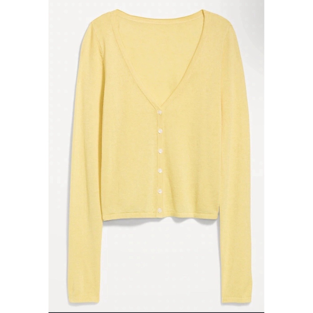 Old Navy Wool Blend Sheer Crop VNeck Cardigan Women's Plus Size 3X Mystic Yellow